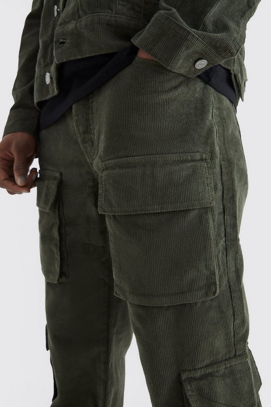 Lockere Cargo Cord-Hose mit Druckknöpfen