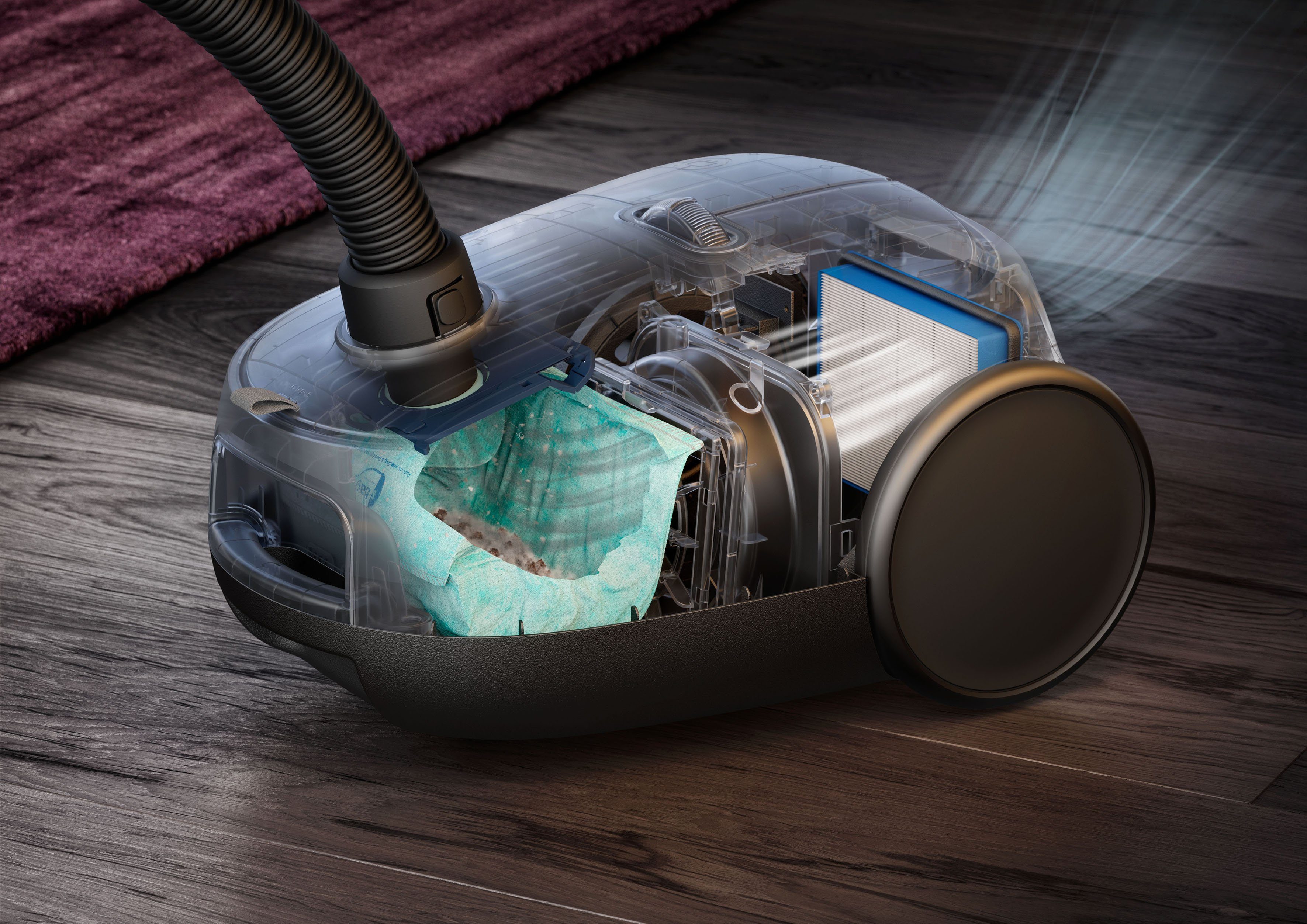 AEG Bodenstaubsauger HYGIENIC 6000 (AB61H6SW), 850 W, mit Beutel, hohe Saugleistung, inkl. Zusatzdüsen, 50 % Recyclingkunststoff