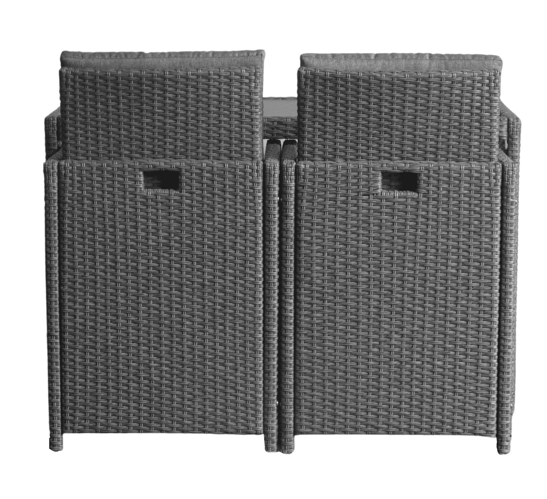 dasmöbelwerk Balkonset Balkonset XL 5tlg. Terrassenset Steingrau, lässt sich bei Nichtnutzung platzsparend ineinanderschieben