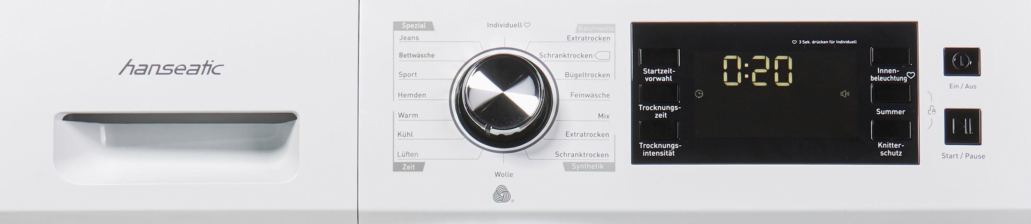 Hanseatic Wärmepumpentrockner HWT8A3GT, 8 kg, Knitterschutz, Startzeitvorwahl