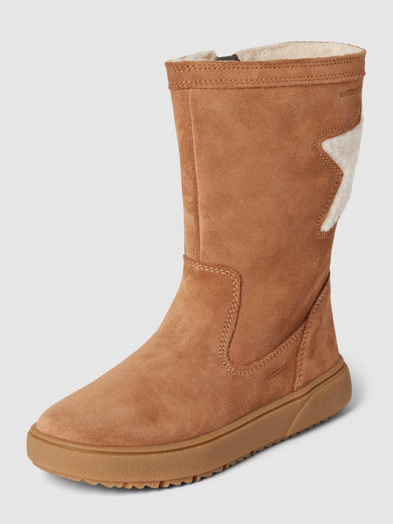 Stiefel mit Teddyfell-Besatz Modell 'THELEVEN' in camel