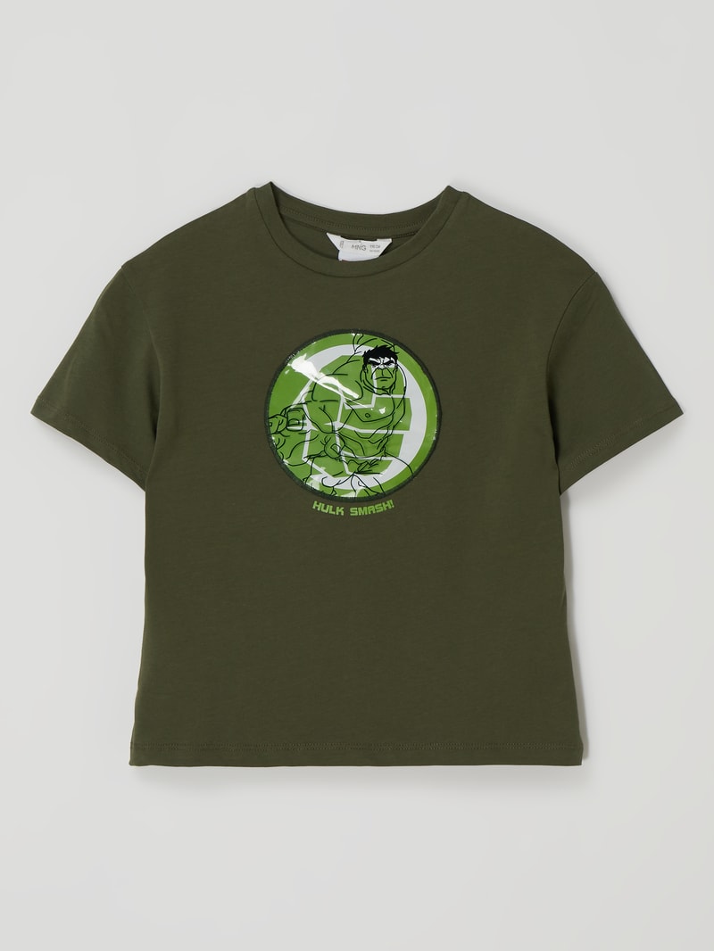 T-Shirt mit Marvel-Print in olivgrün