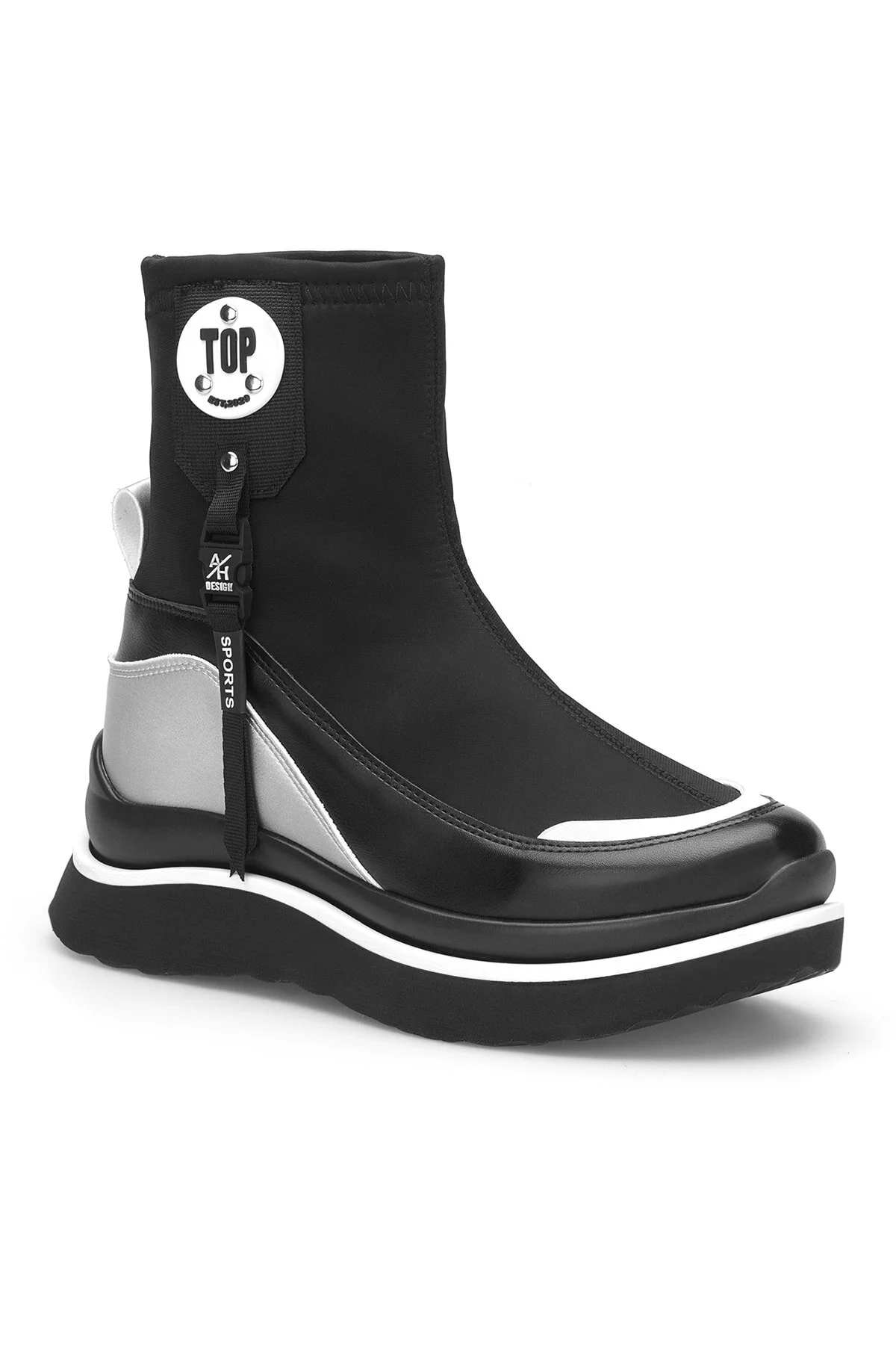 DARK SEER  Schwarz-weiße Damenstiefel