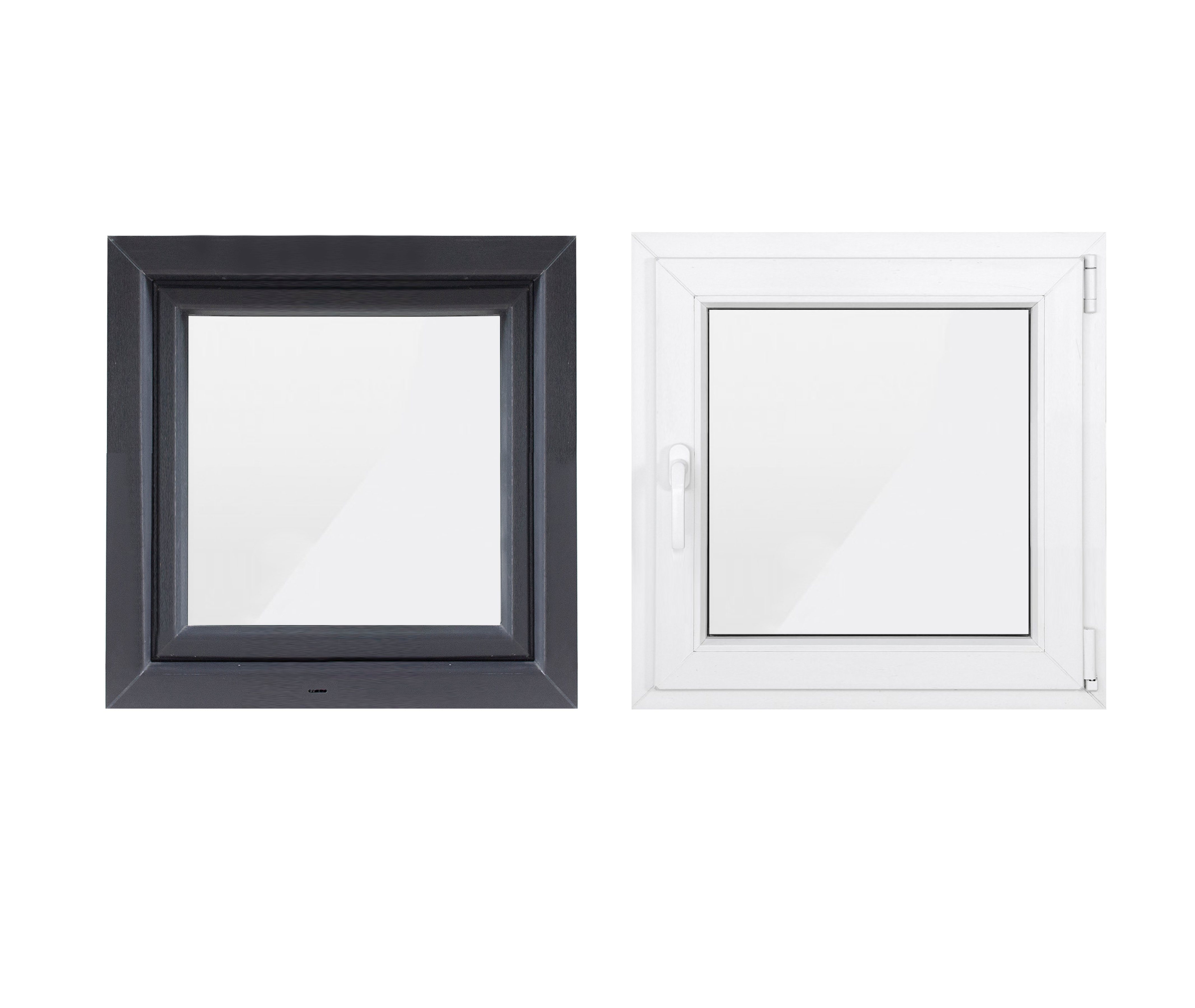 SN DECO GROUP Kellerfenster 1 Flügel, 500x500, außen anthrazit/innen weiß, 70 mm Profil, (Set), RC2 Sicherheitsbeschlag, Hochwertiges 5-Kammer-Profil