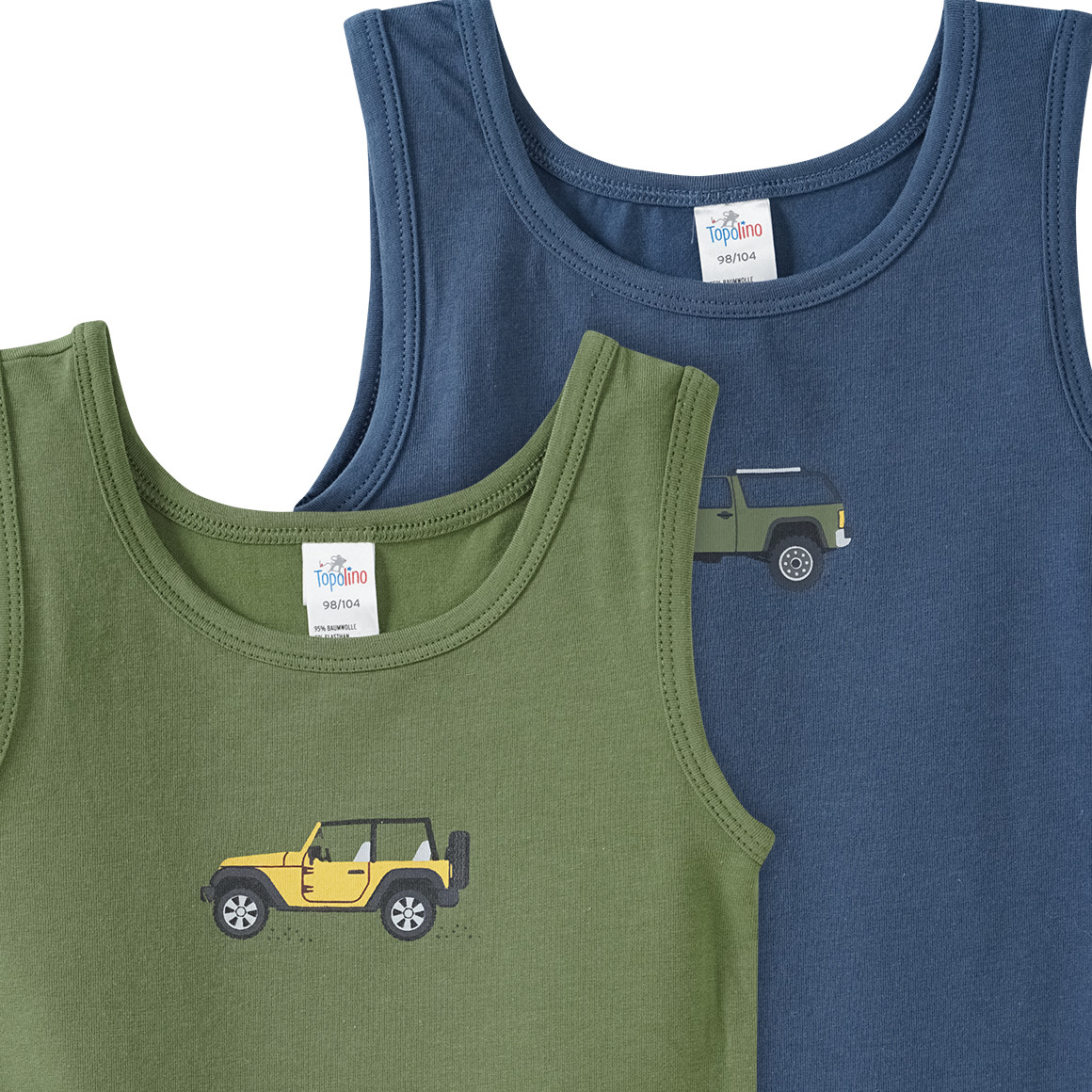 2 Jungen Unterhemden mit Fahrzeug-Print