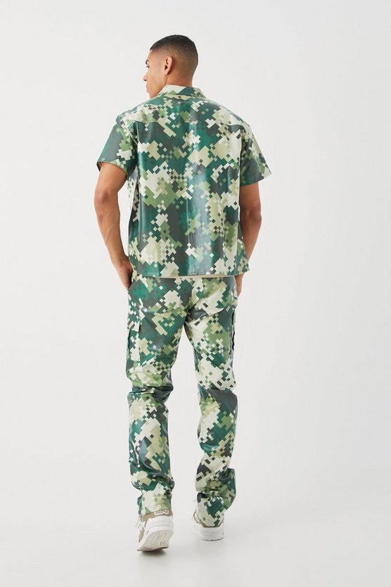 PU Camouflage Cargo-Hose mit geradem Bein