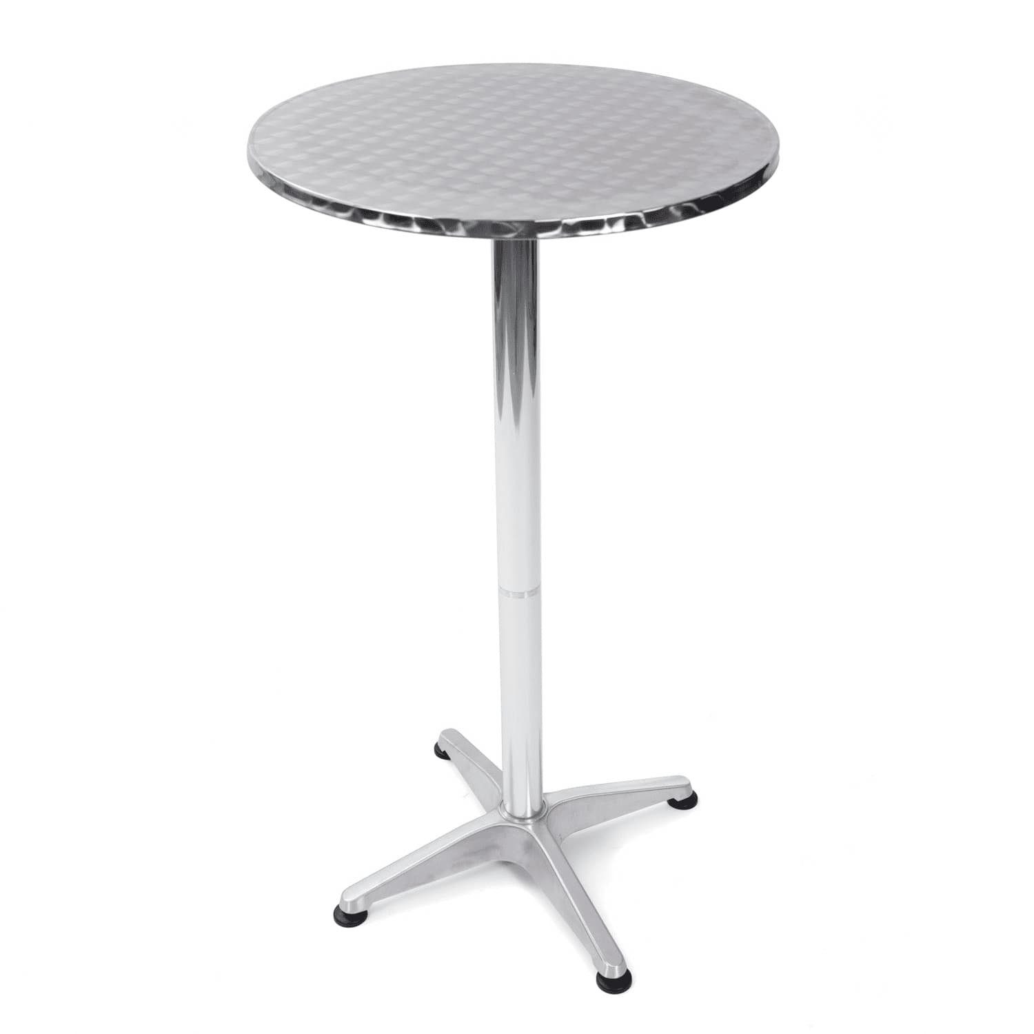 TroniTechnik Klapptisch Stehtisch Bistrotisch klappbar Ø 60cm, Aluminium und Edelstahl (in Weiß aus Aluminium, für Terrasse, höhenverstellbar bis 110cm), 2in1 Ø 60cm, wetterfest