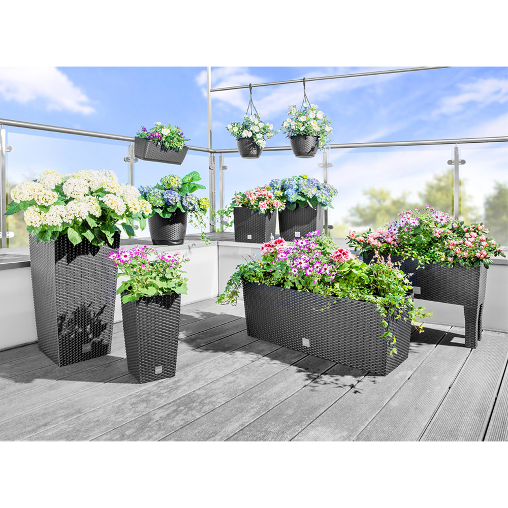 Powertec Garden XXL Pflanzkasten in Rattanoptik, ca. 72 Liter - Anthrazit