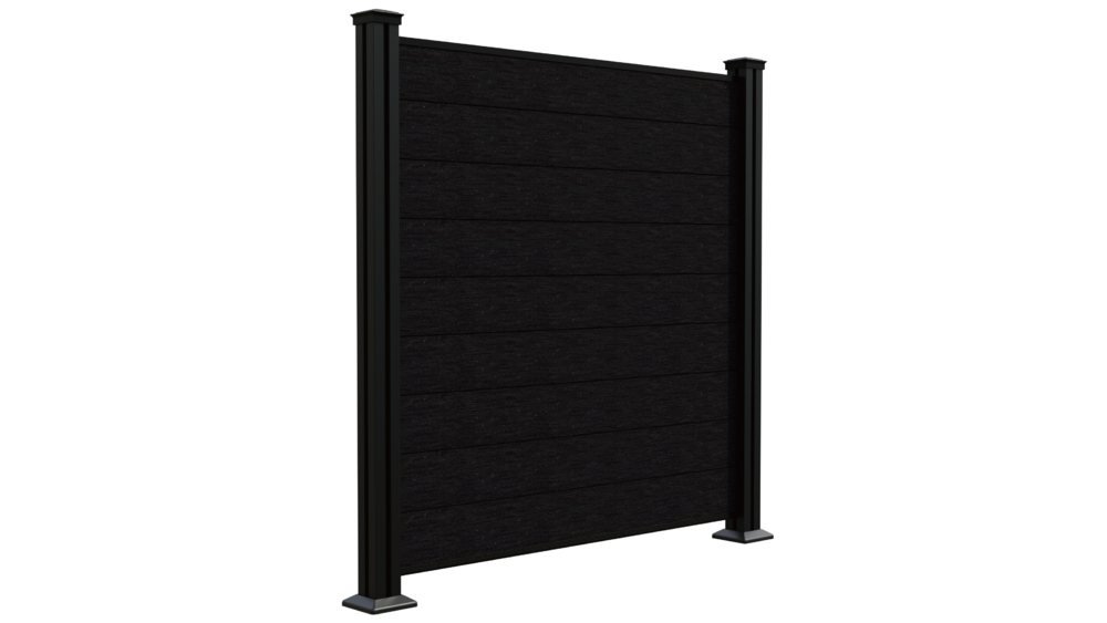 Hardin 1fachgut WPC-Sichtschutzzaun CORTADO - 5x Element   6x Pfosten schwarz