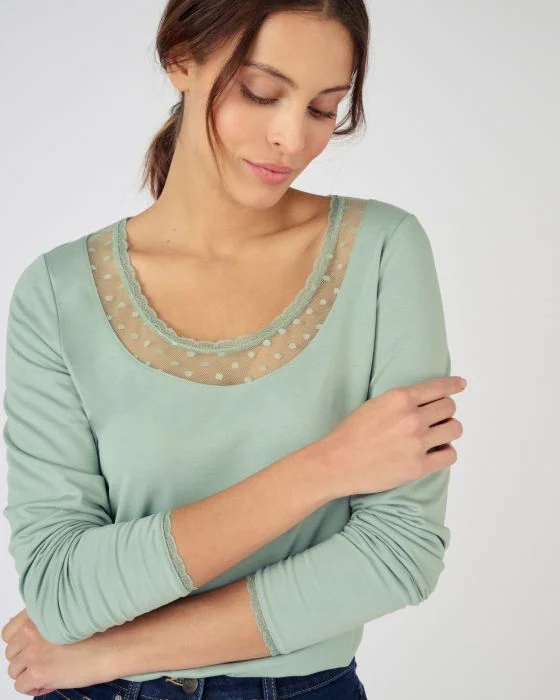 T-shirt manches longues Thermol'love tulle plumetis