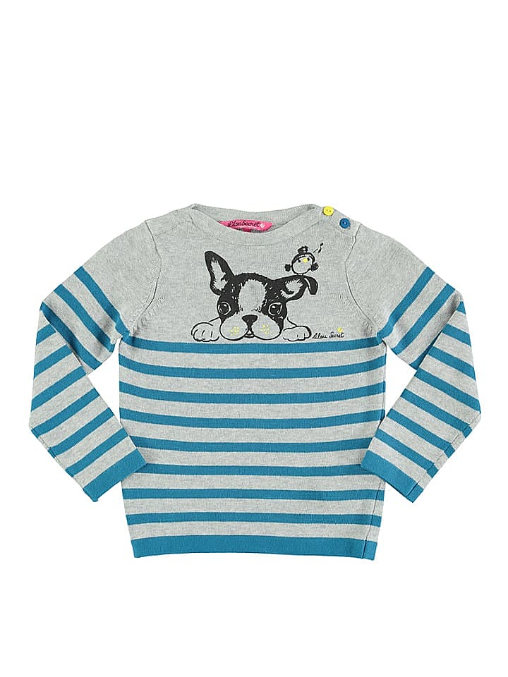 Lilou Secret Pullover in Grau/ Petrol günstig kaufen 116