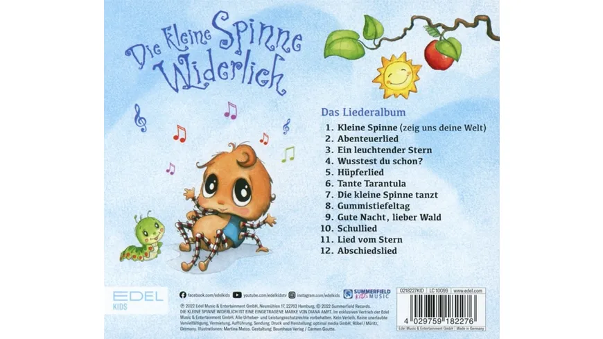 Das Liederalbum Die kleine Spinne Widerlich