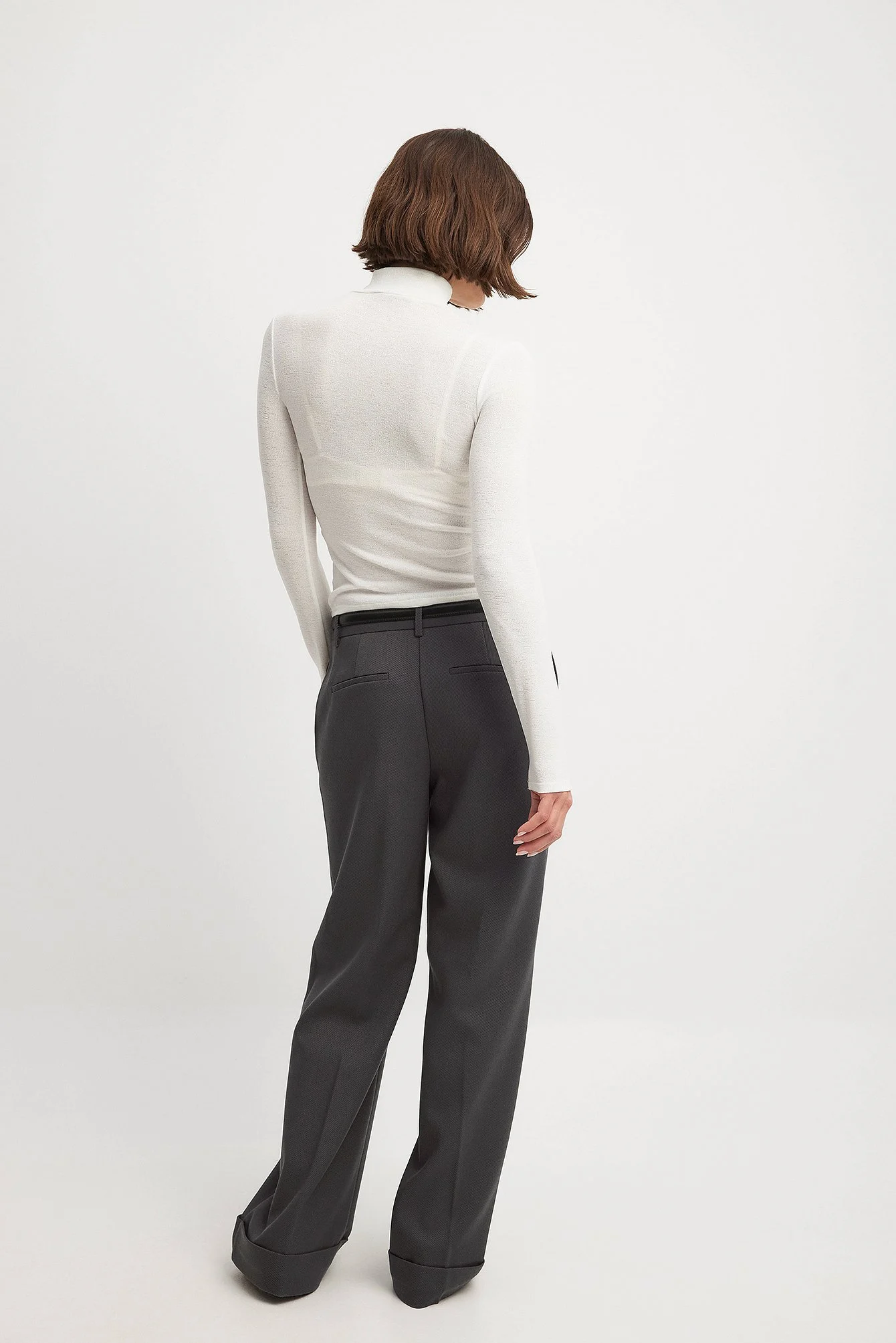 Krempelbare Twill-Anzughose mit mittlerer Taille