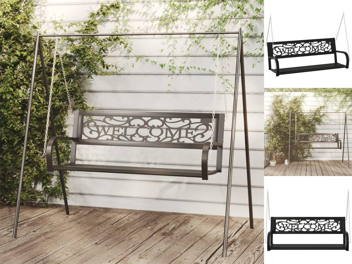 vidaXL Hollywoodschaukel Hollywoodschaukel 125 cm Stahl und Kunststoff Schwarz 2-Sitzer