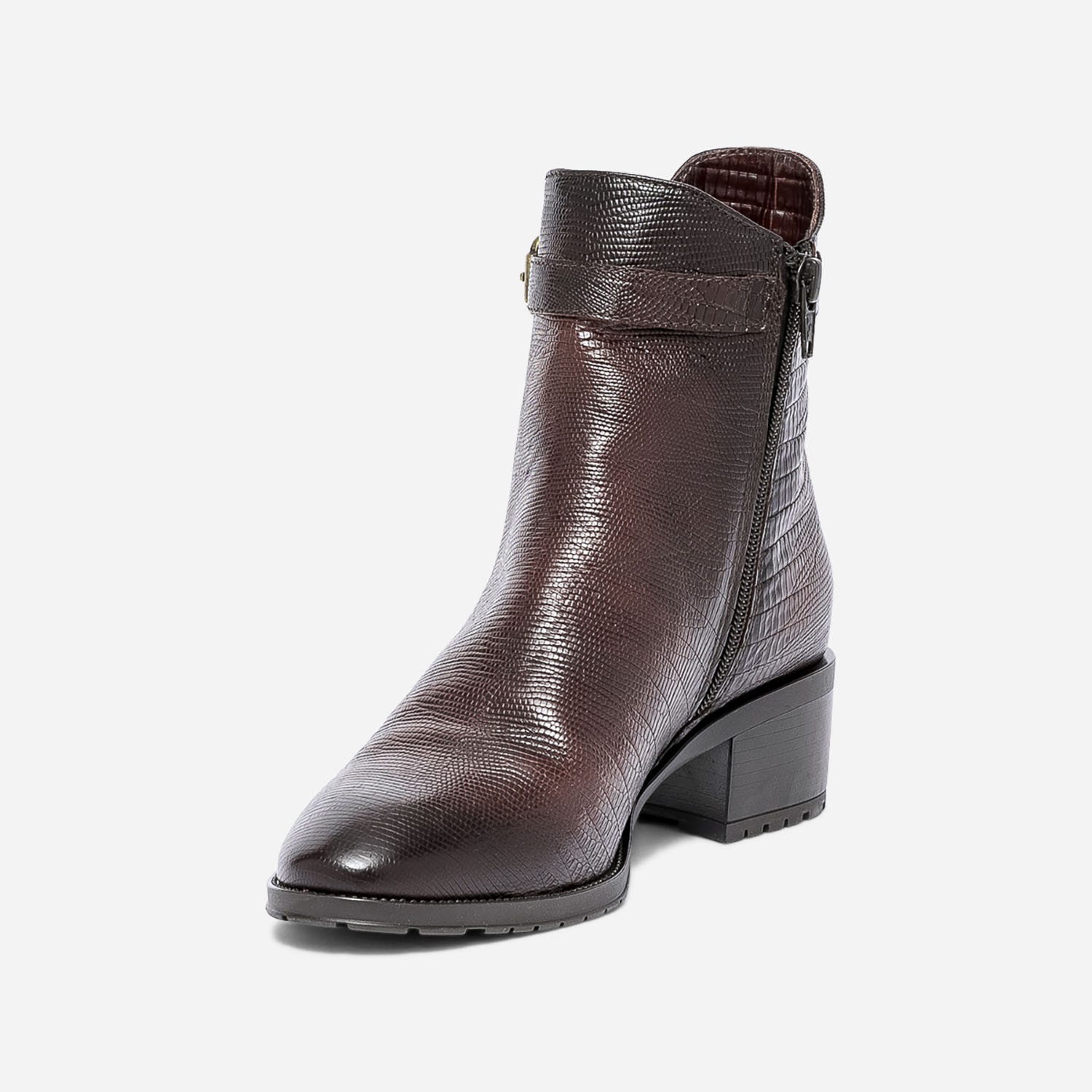 Boots marron en cuir éco-conçu embossé effet python