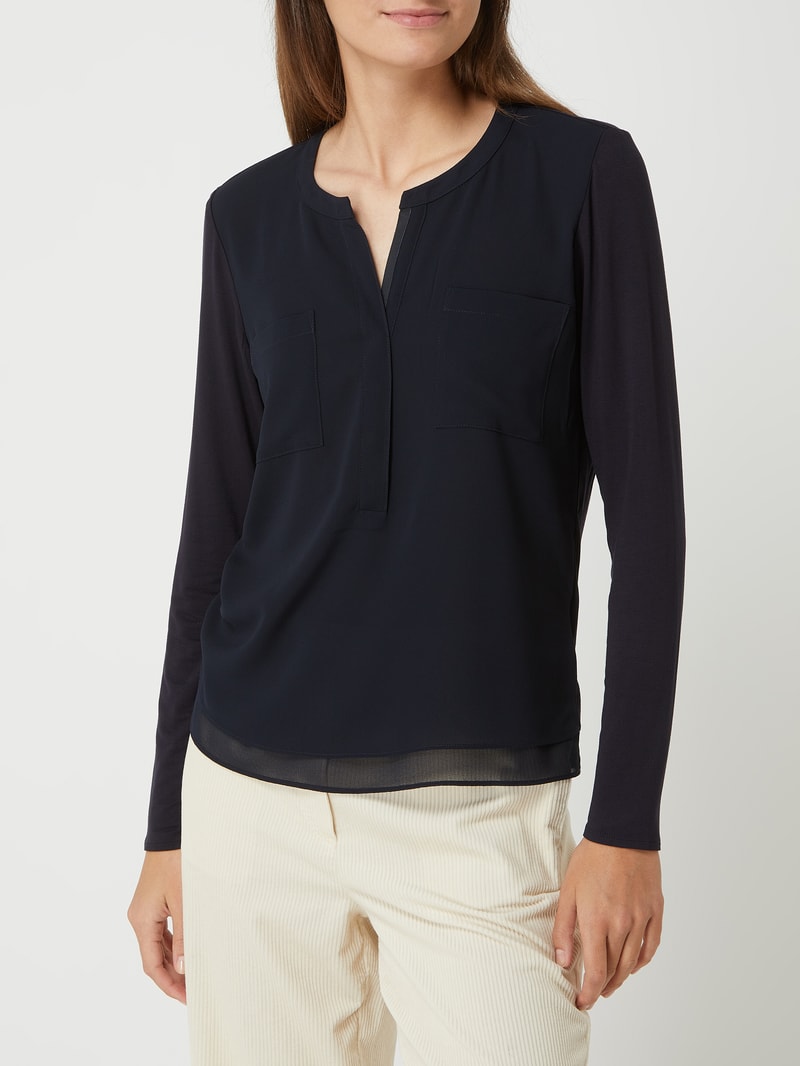 Blusenshirt aus Krepp in marineblau