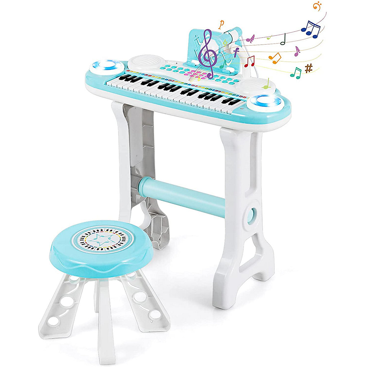 Keyboard mit Hocker & Mikrofon