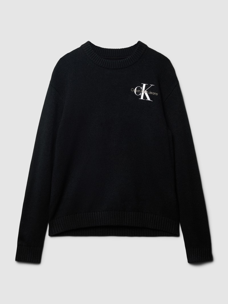 Strickpullover mit Label-Stitching Modell 'ESSENTIAL' in black