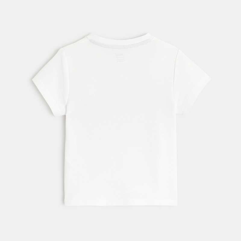 Polo tunisien maille piquée à poche blanc bébé garçon