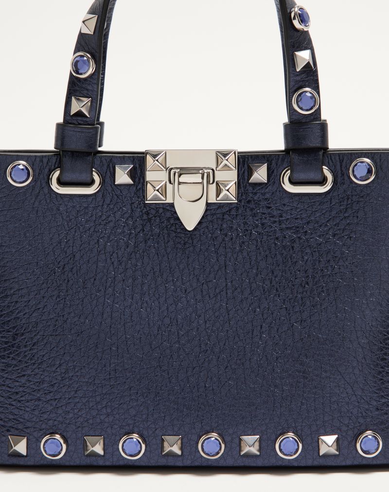 Bolsa Valentino Garavani Rockstud Mini Shopping Bag em couro de bezerro laminado