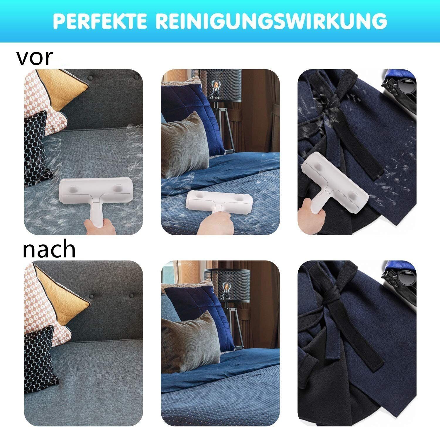 LETGOSPT Fusselroller Fusselbürste Tierhaarentferner Fusselrolle für Hundehaare, Fusselbürste für Tierhaar, für Sofa, Bett, Teppich, Kratzbaum