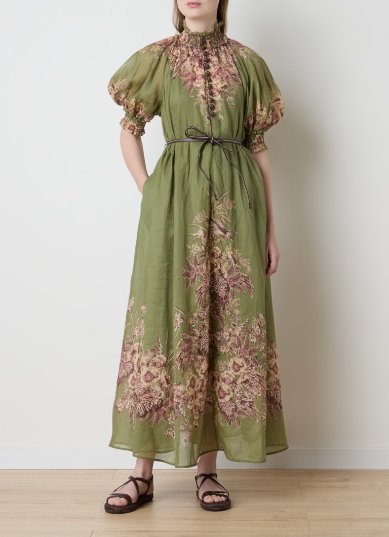 Zimmermann maxi dress with tie belt and floral print