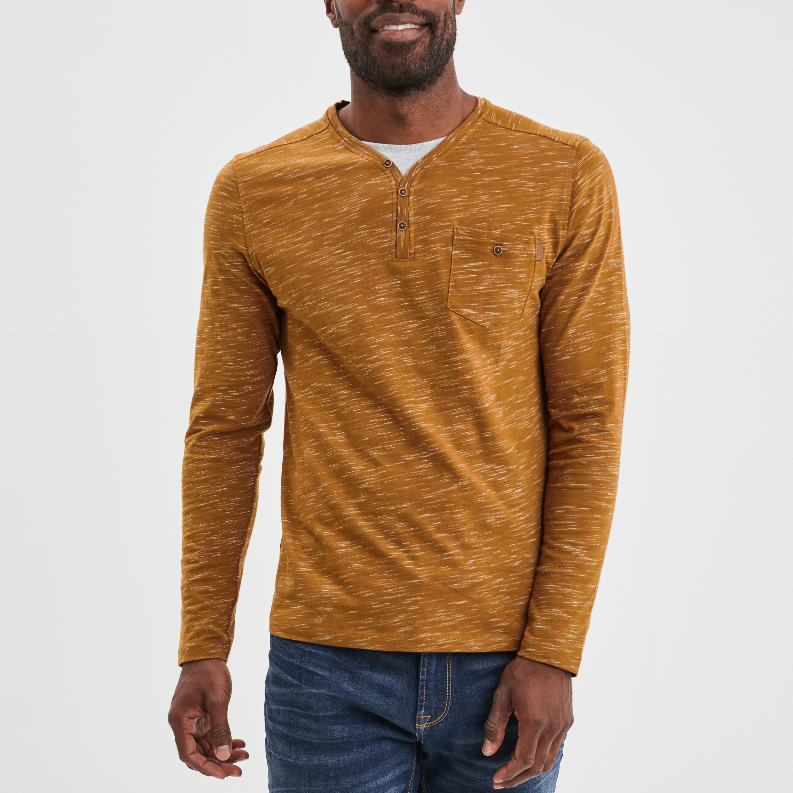 T-shirt manches longues Creeks marron homme | La Halle