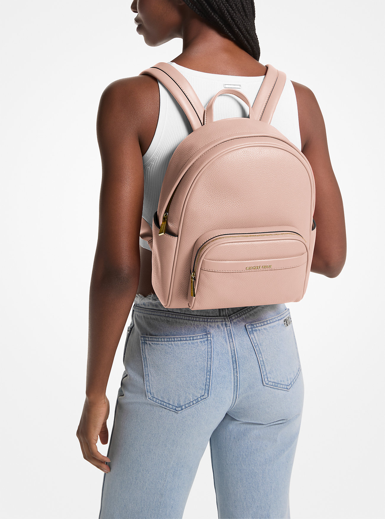 Bex Medium Pebbled Leather Backpack - SOFT PINK