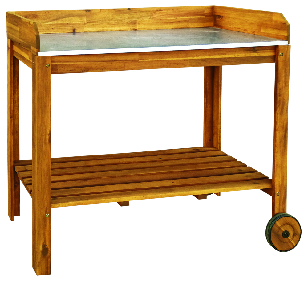 Hardin 1fachgut Pflanztisch aus Akazienholz mit Zinkplatte 111 x 49 x 91 cm FSC braun