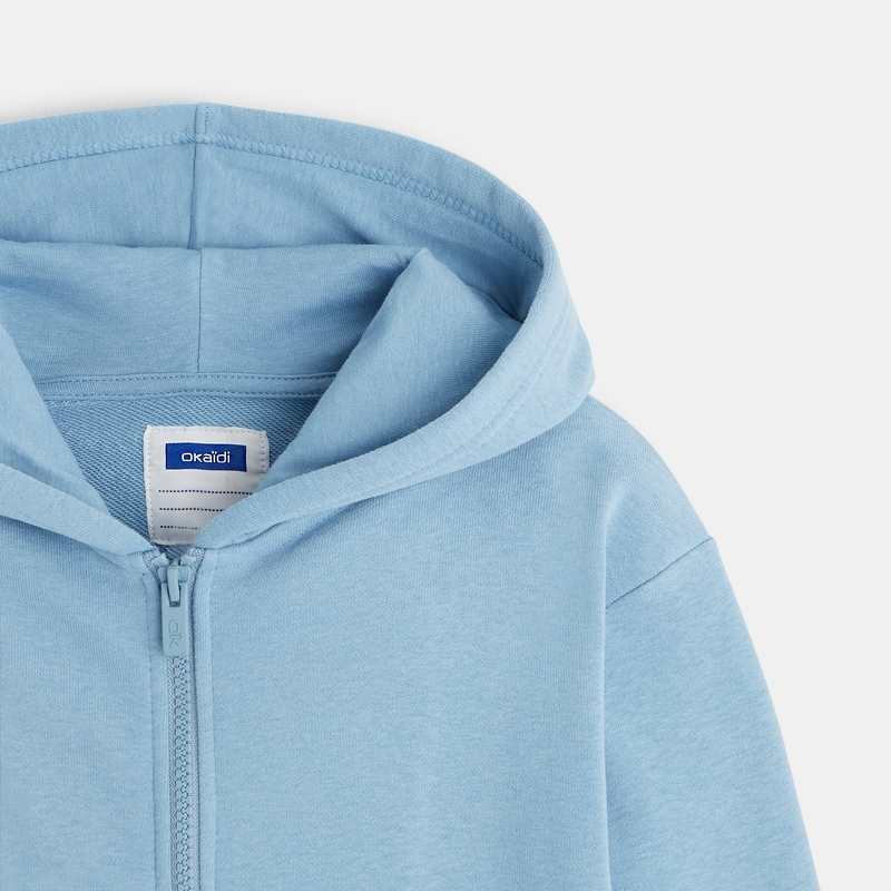 Sweat zippé à capuche bleu garçon