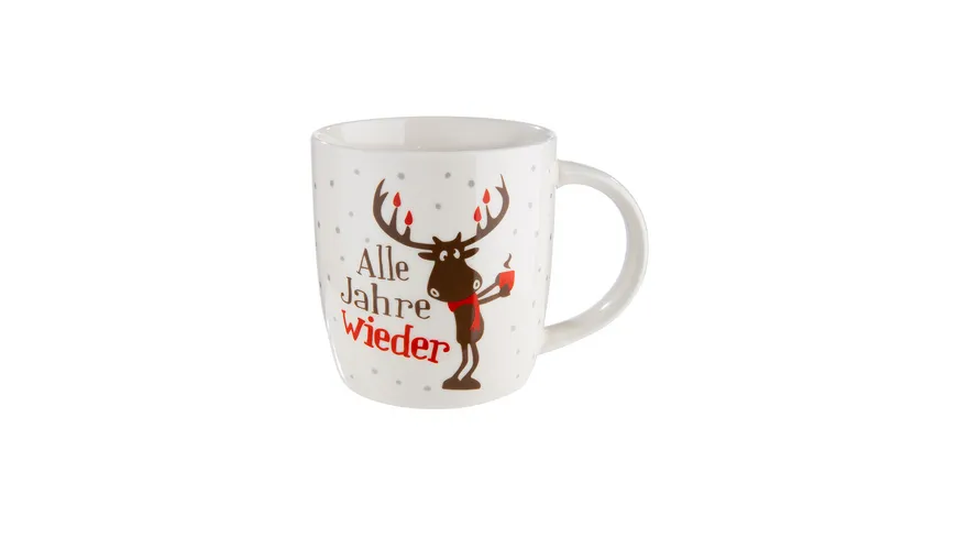 GILDE Porzellan Tasse Hirsch Hannes Kerzen H=9cm weiß