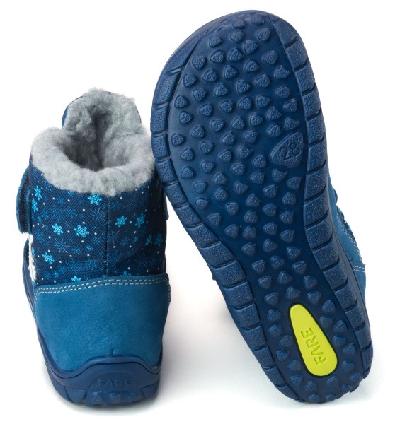 Fare Bare |vB ~ Winterstiefel Leder + Tex ~ Schneeflöckchen Blau