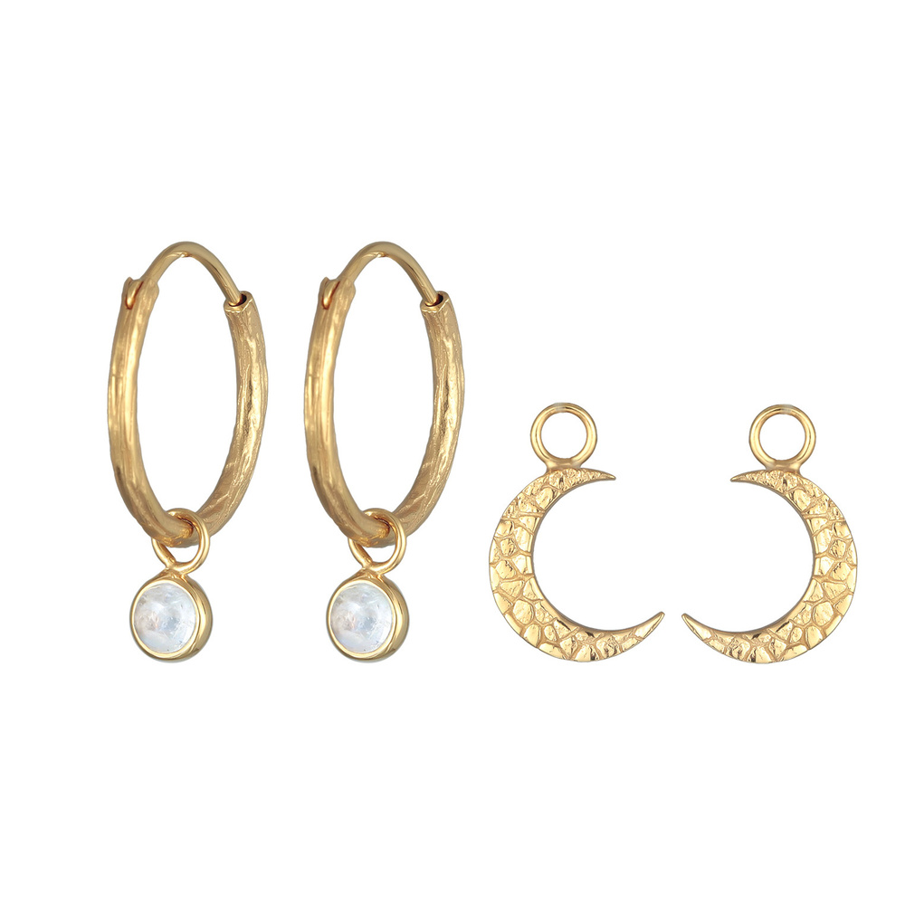 Elli PREMIUM Elli PREMIUM Boucles d'Oreilles Femmes créoles demi-lune set pendentif avec pierr Boucles d'oreilles