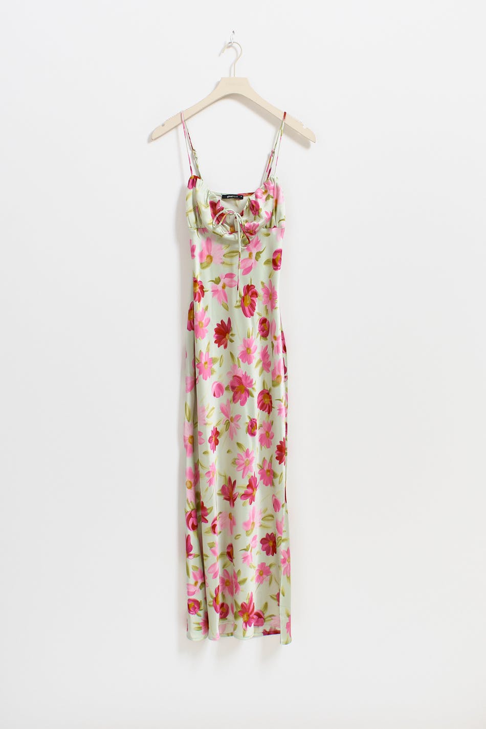 Gathered bust midi strap dress