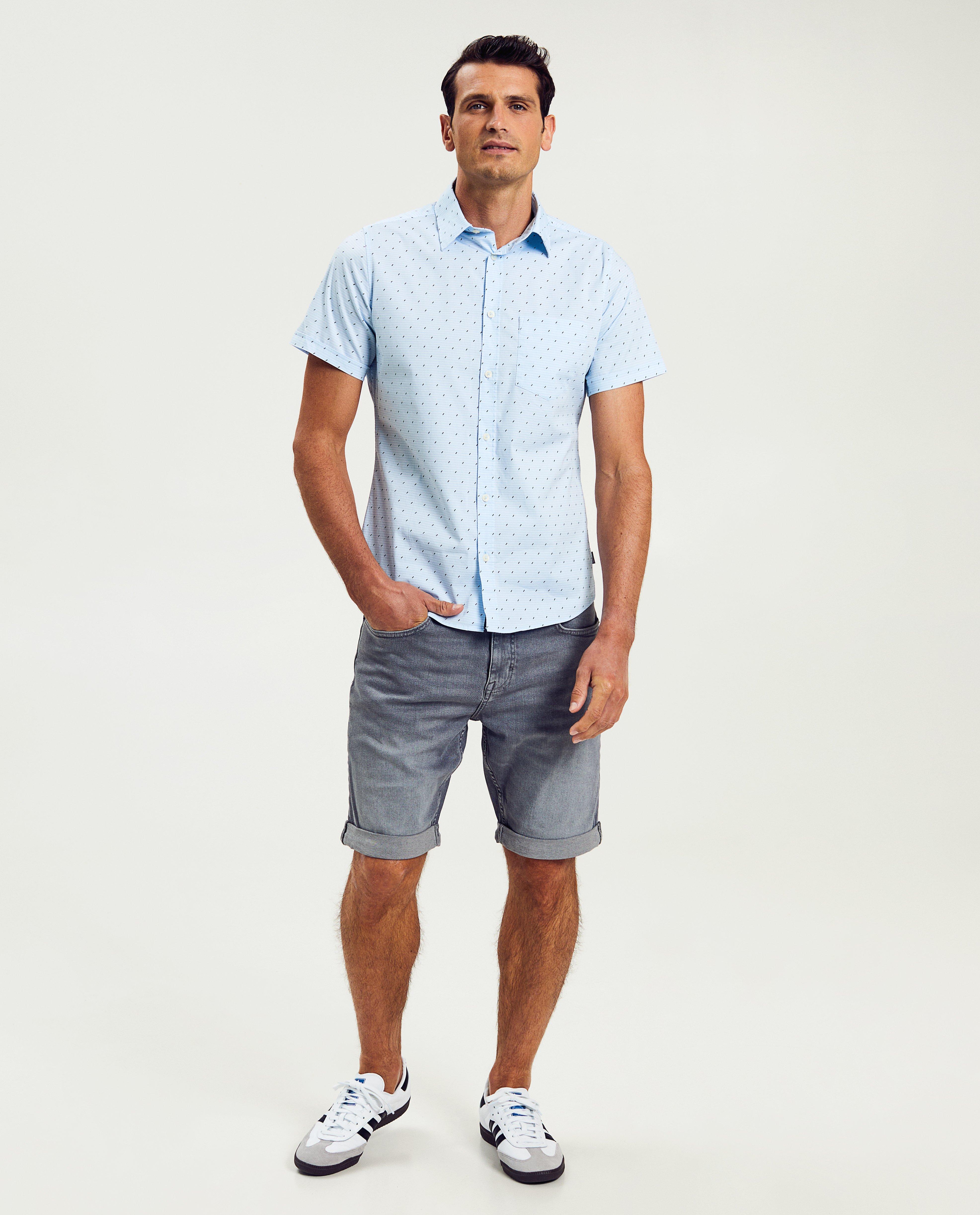 Cămașă S. Oliver cu imprimeu, croială slim fit, albastru deschis