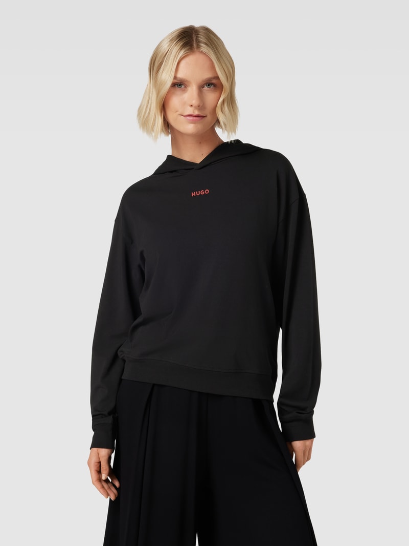 Hoodie mit Label-Print Modell 'SHUFFLE' in schwarz