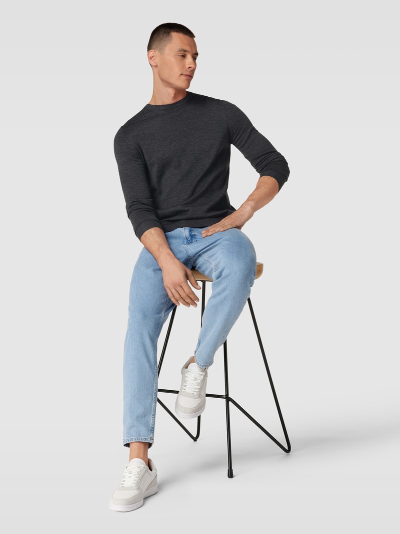 Longsleeve aus Woll-Mix in anthrazit meliert