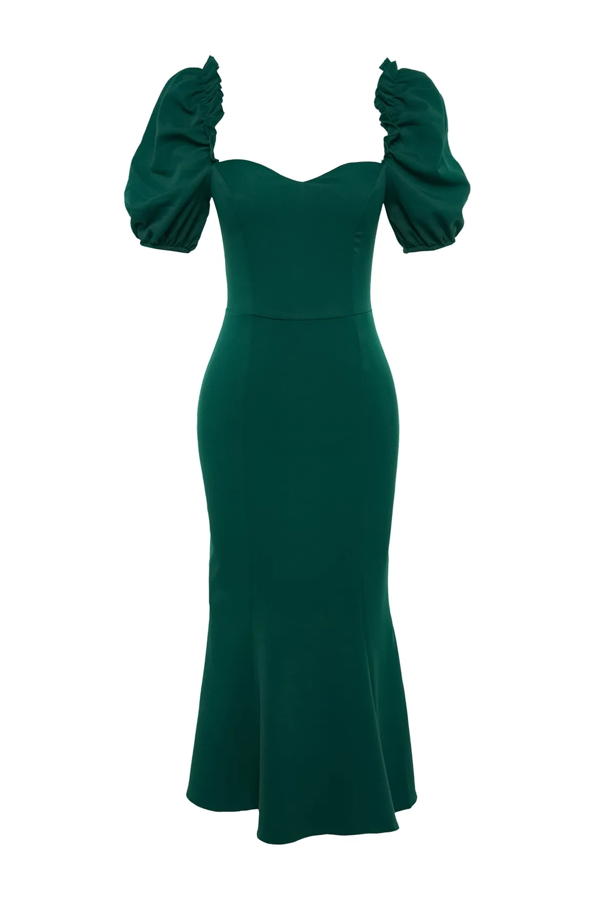 Trendyol Collection  Smaragdgrünes, gefüttertes, gewebtes Abendkleid TPRSS21EL0053