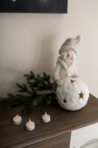 MyFlair Schneemann m/Schneekugel mit LED Beleuchtung