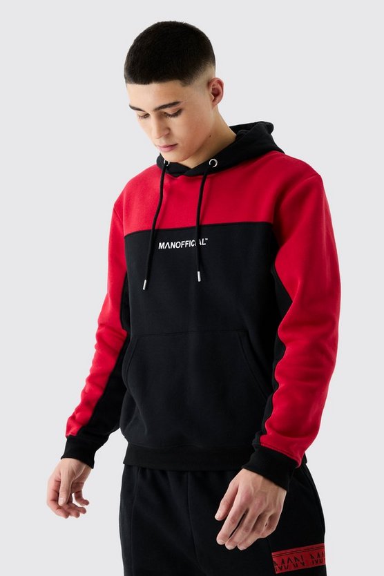 Man Official Tape Back Colour Block Hoodie