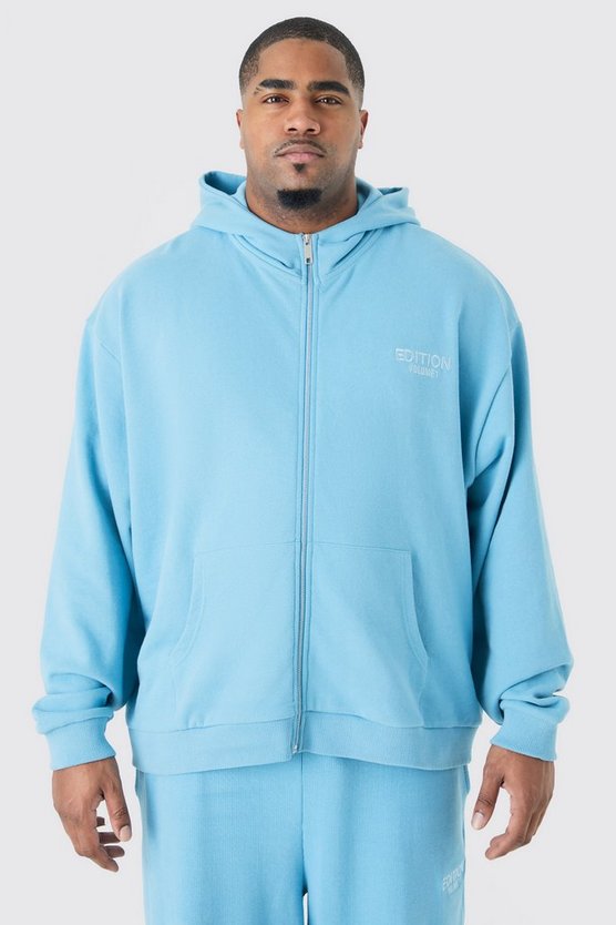 Plus Oversize Hoodie mit Reißverschluss