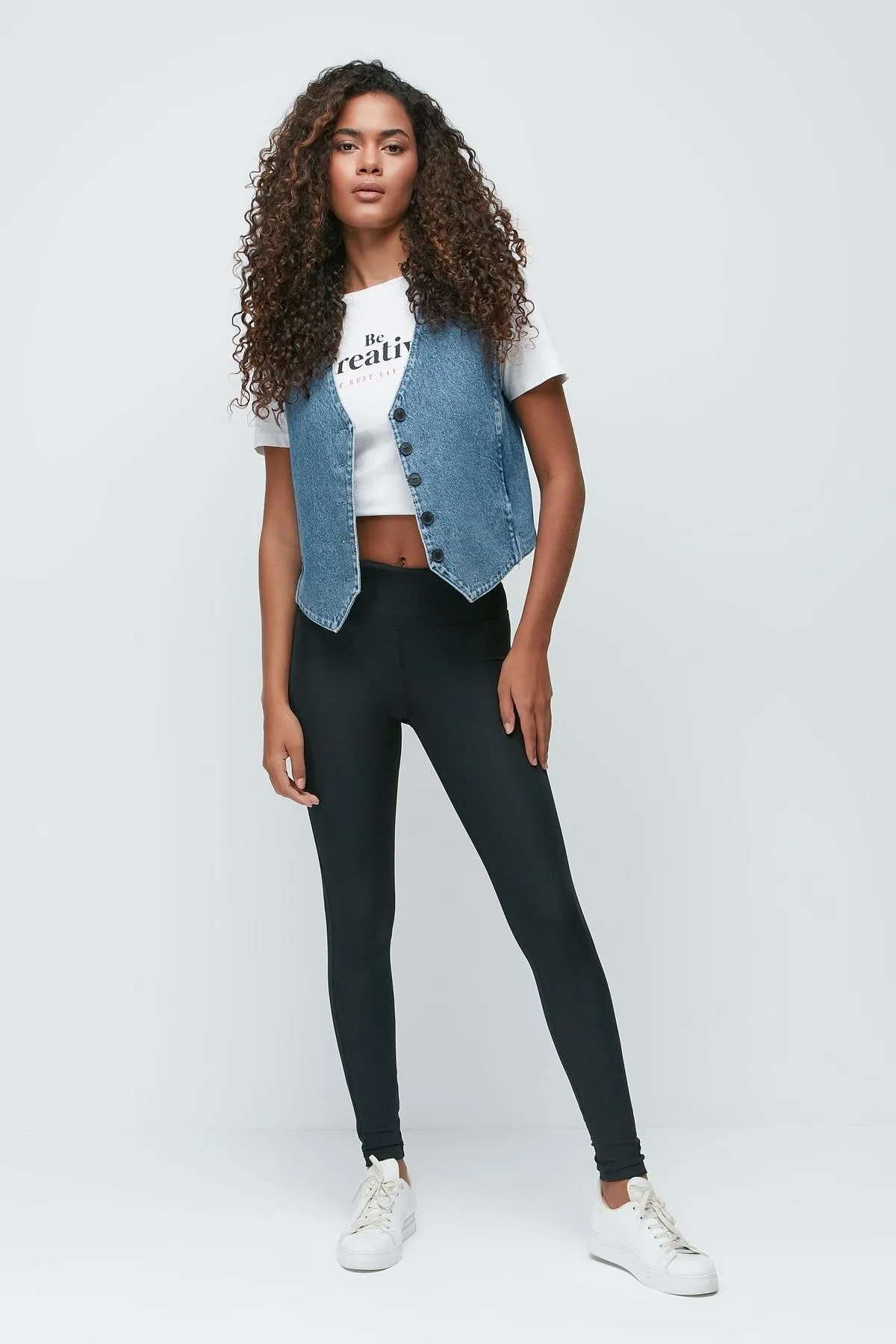 C&City  Lange Sportleggings mit hohem elastischem Bund 9401 Schwarz