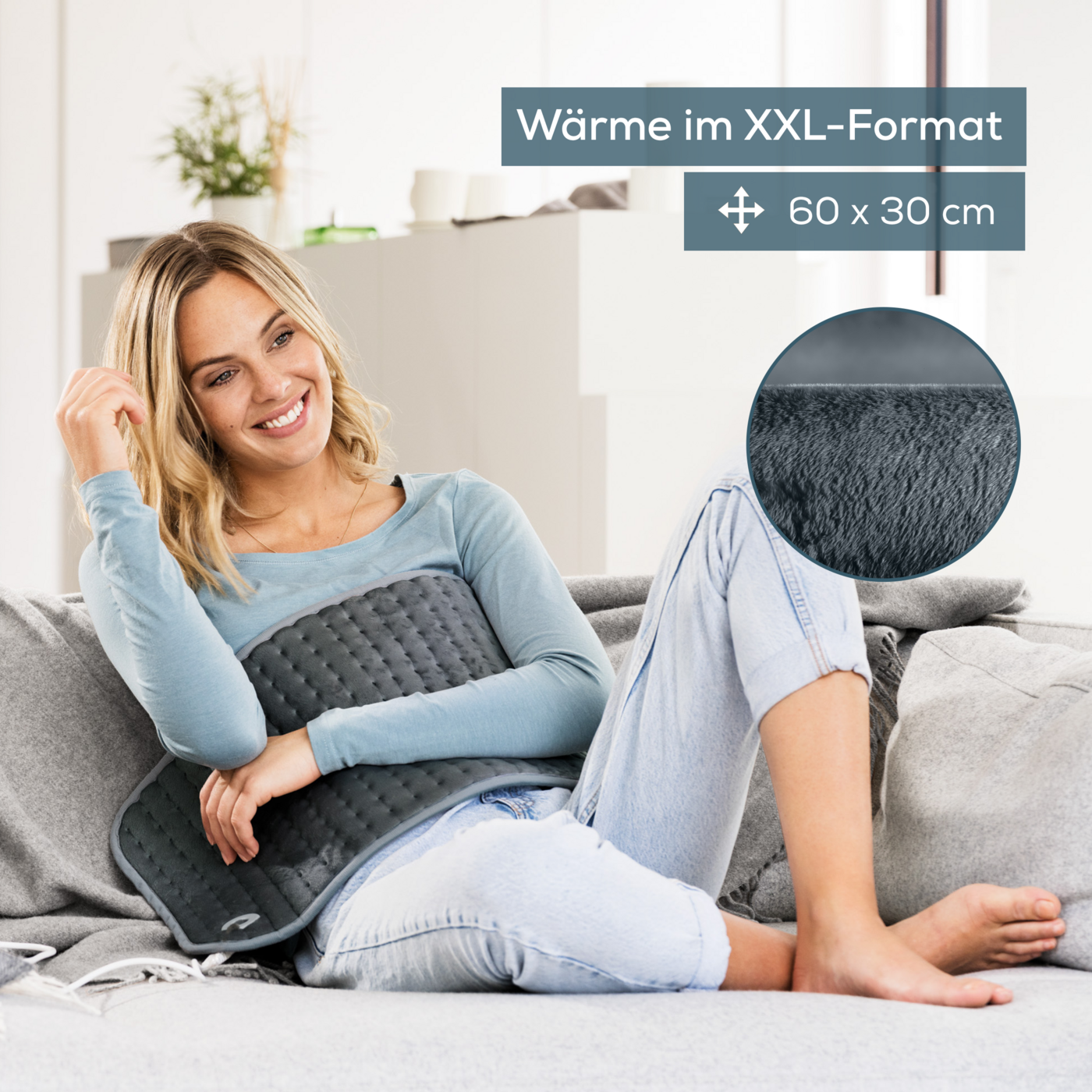Beurer XXL Heizkissen HK 123 Cosy-Atmungsaktives Kuschel-Fleece Heizkissen im XXL-Format & 3 Wärmestufen