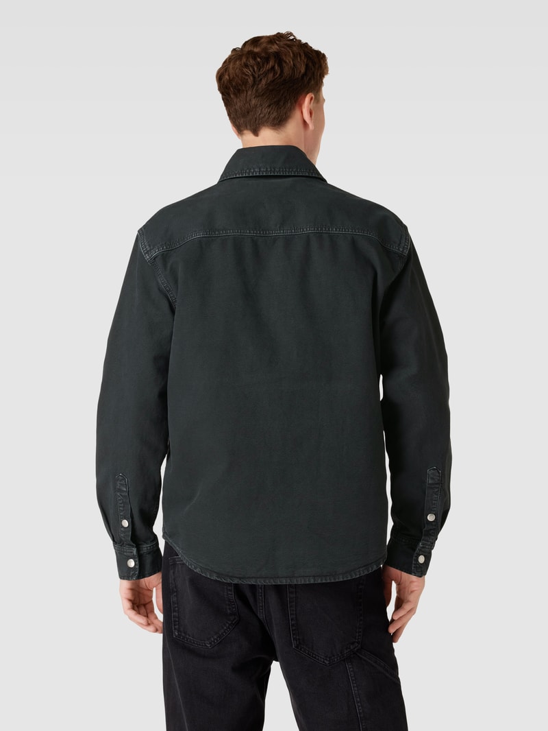 Freizeithemd mit Label-Stitching Modell 'CANVAS' in black
