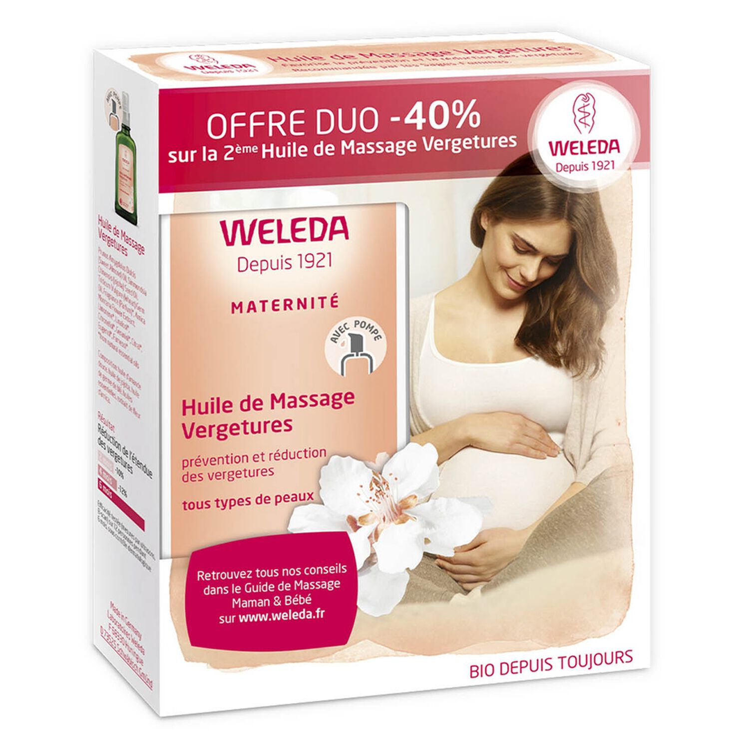 Weleda Maternité Huile de Massage - Prévention et Réduction Des Vergetures 2 x 100 ml