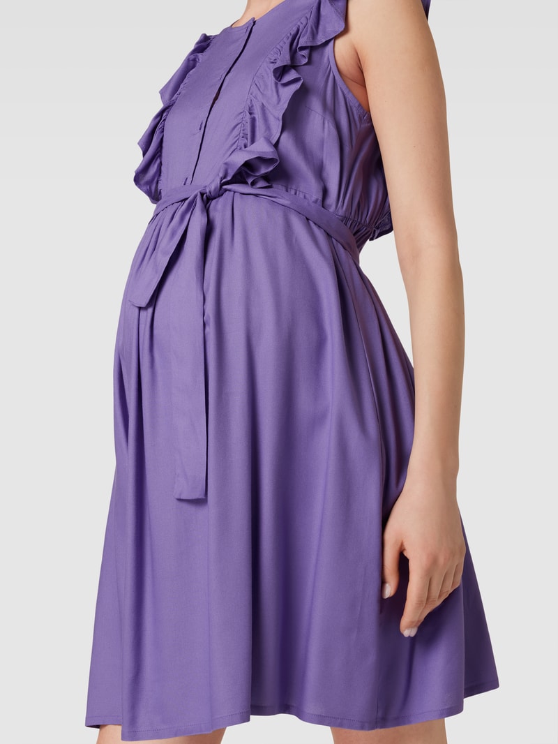 Umstands-Kleid aus Viskose mit Rüschen in violett