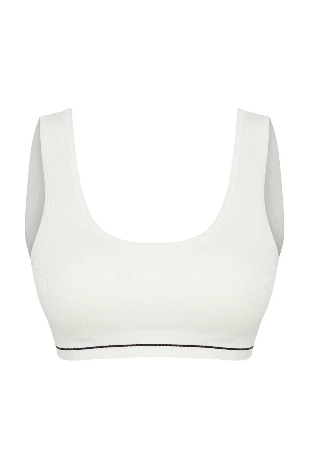 Trendyol Collection  Ecrufarbener nahtloser/nahtloser gestreifter bügelloser Bralette-Strick-BH THMSS24SU00049