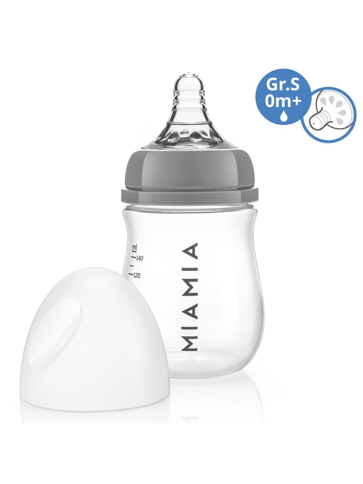 MiaMia PP-Flasche 140 ml mit Silikon-Trinksauger in grau günstig kaufen onesize
