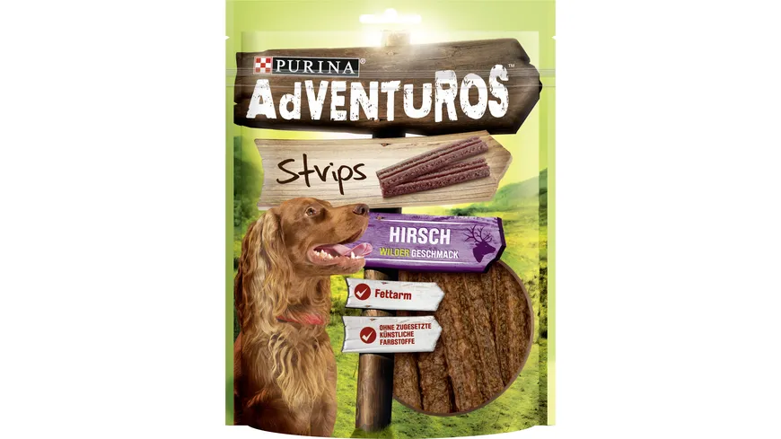Purina Adventuros Strips mit wildem Hirschgeschmack Hundeleckerlis 90 g