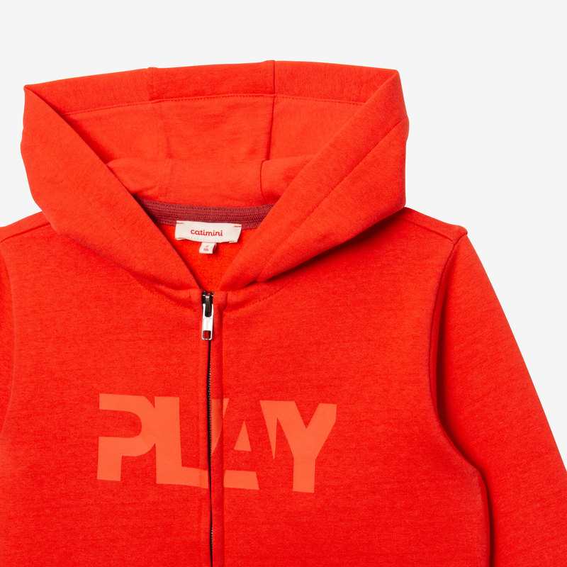 Cardigan garçon visuel encre rouge en coton recyclé Catimini